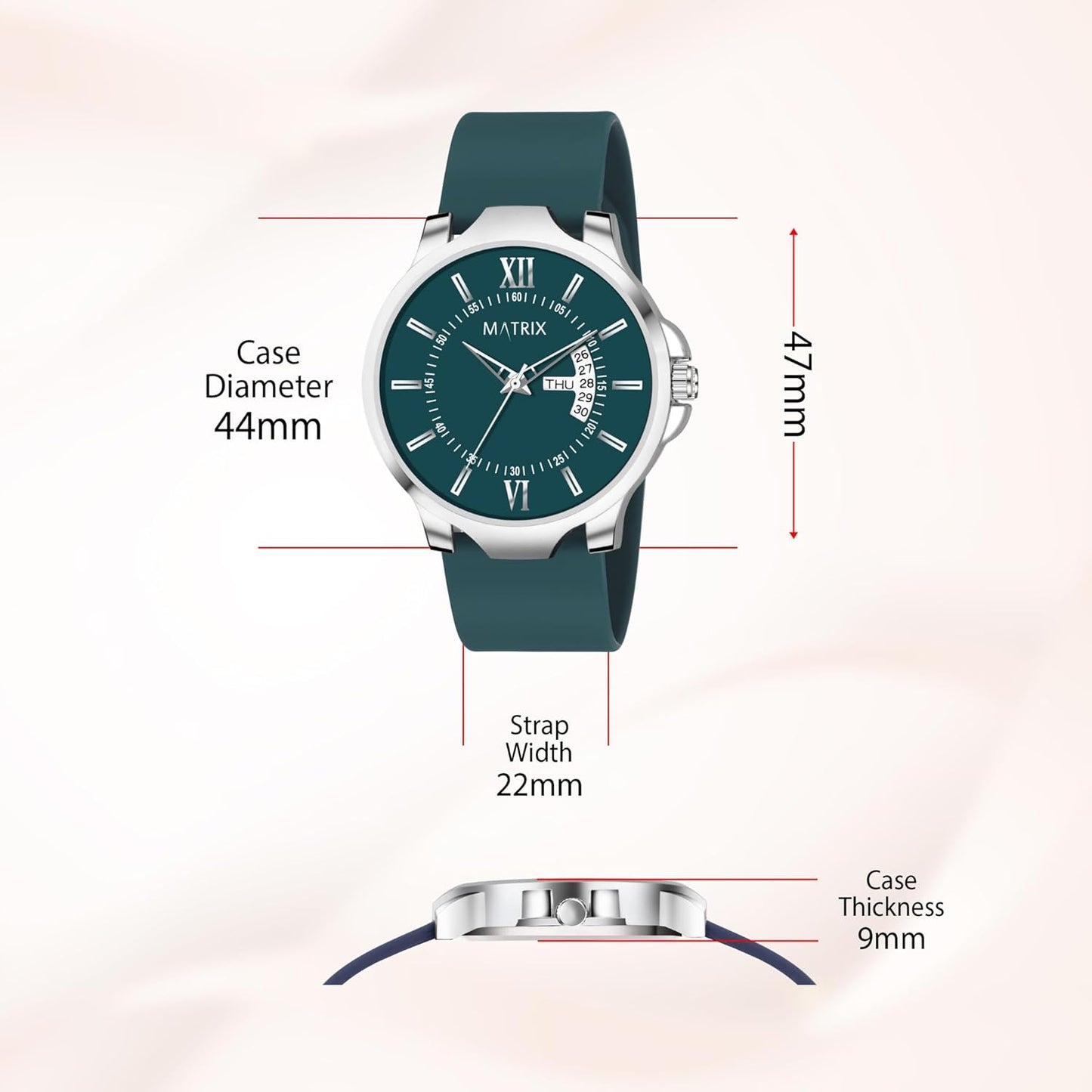 Matrix Antique 2.0 Day & Date Softest Silicone Strap Analog Watch for Men & Boys